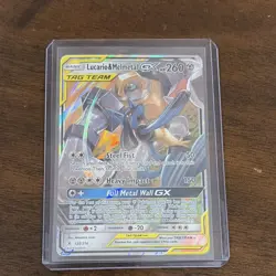 Lucario & Melmetal GX TAG TEAM Ultra Rare Full Art Holo Sun & Moon Card 120/214 - Image 1
