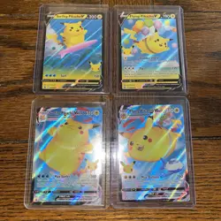 Surfing Pikachu & Flying Pikachu V & Vmax 4 Card Set Pokemon TCG Celebrations NM - Image 1