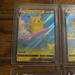 Surfing Pikachu & Flying Pikachu V & Vmax 4 Card Set Pokemon TCG Celebrations NM - Image 3