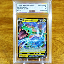 Pokemon Crown Zenith Rayquaza V 100/159 AGS Legendary 10 Holo Ultra Rare 2023 - Image 1