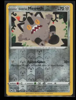 Galarian Meowth 084/159 Pokemon Crown Zenith Common Near Mint Reverse Holo - Image 1