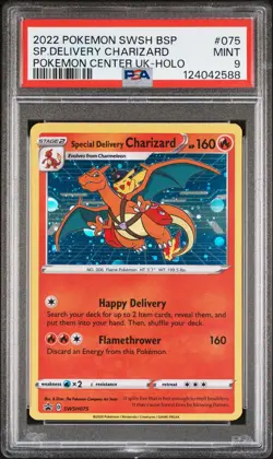 2022 POKEMON SWSH BLACK STAR PROMO #075 SPECIAL DELIVERY CHARIZARD-HOLO PSA 9 - Image 1