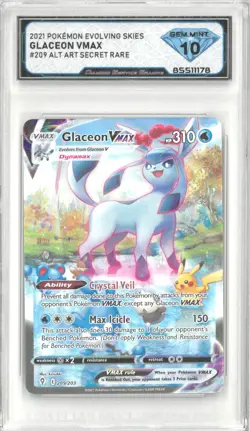 2021 Pokemon Evolving Skies GLACEON VMAX #209/203 Alt Art 💎 DSG 10 Gem Mint - Image 1