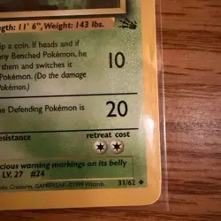 Pokemon TCG - Arbok 1st Edition Fossil 31/62 HP - Image 5
