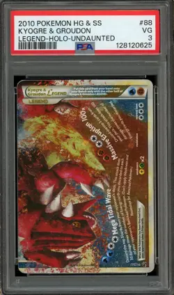 2010 Pokemon Kyogre & Groudon Holo 88/90 HG&SS Undaunted 2010 PSA 3 VG - Image 1