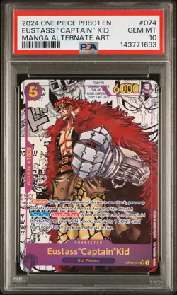 Eustass"Captain"Kid PSA 10 - OP05-074 - Manga PRB01 Premium Booster - One Piece - Image 1