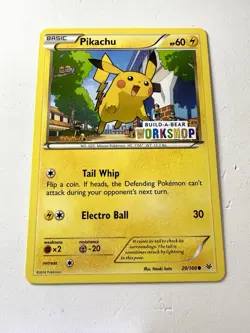 Pikachu 20/108 Build-A-Bear Stamped Promo Card 2016 Pokemon NM+ Mint - Image 1