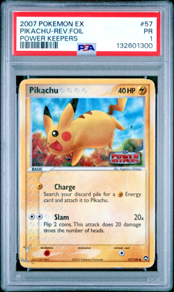 PSA 1 2007 Pokemon EX Power Keepers Pikachu STAMPED Reverse Holo Foil 57/108 - Image 1