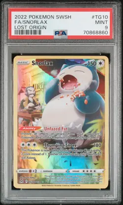 2022 POKEMON SWORD & SHIELD LOST ORIGIN #TG10 FULL ART/SNORLAX PSA 9 - Image 1