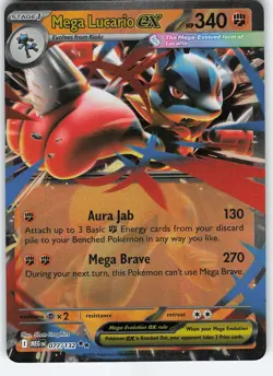 Mega Lucario ex - 077/132 Double Rare Holo ME01: Mega Evolution NM Pokemon - Image 1