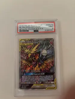 PSA 9 Pokemon Moltres Zapdos Articuno GX SM210 Holo Black Star Promo - Image 1