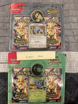 2 Pokemon Ascended Heroes 2-Pack Blisters: 1x Erika & 1x Larry; New, Sealed - Image 1