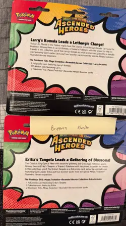 2 Pokemon Ascended Heroes 2-Pack Blisters: 1x Erika & 1x Larry; New, Sealed - Image 2