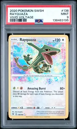 2020 POKEMON SWORD & SHIELD VIVID VOLTAGE #138 RAYQUAZA PSA 9 - Image 1