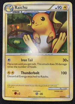 Raichu 10/123 Holo HeartGold SoulSilver - Pokemon Card - LP/NM - Image 1