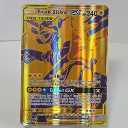 Pikachu & Zekrom GX SM248 Jumbo Gold Tag Team Pokemon Promo Card - Image 1
