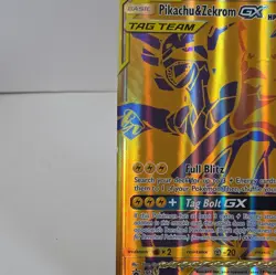 Pikachu & Zekrom GX SM248 Jumbo Gold Tag Team Pokemon Promo Card - Image 3