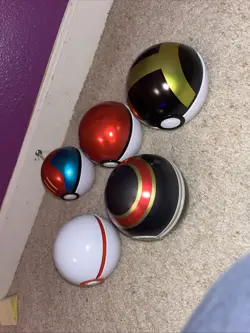 Pokemon Tin Metal Pokeballs 5 Luxury Ball Collectibles One Card New Opened - Image 3