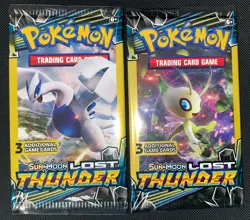 Pokemon TCG Lost Thunder 3-Card Booster Packs (2) Factory Sealed - Image 1