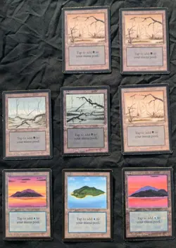 Vintage Magic The Gathering Beta Limited Edition Lot of 8 Lands - Image 1