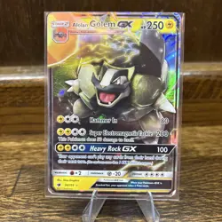 Pokemon TCG Alolan Golem GX 34/111 SM - Crimson Invasion Ultra Rare Holo NM - Image 1