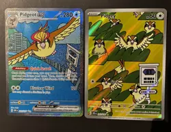 Pidgeot EX 225/197 and Pidgey 207/197 Pokemon TCG Obsidian Flames LOT - Image 1