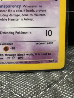 Pokemon TCG Haunter 6/62 Fossil Unlimited Holo Rare 1999 Vintage - Image 5