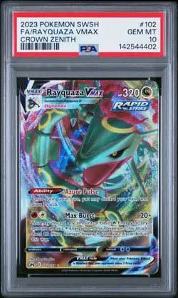 (PSA 10) Pokemon: Crown Zenith – Rayquaza VMAX #102 [Full Art] - Image 1