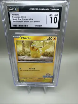 CGC 10 Pikachu Black Star Promo 214 Illustration Contest 2024 Pokemon TCG - Image 1