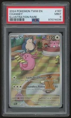 2024 POKEMON TWM EN-TWILIGHT MASQUERADE | ILLUSTRATION RARE #187 CHANSEY PSA 9 - Image 1