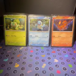 Pokemon TCG 151 Bulbasaur Squirtle Charmander Poster Collection Promos Cards - Image 1