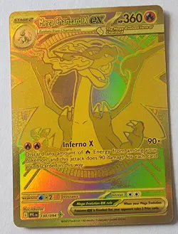 Gold Mega Charizard X ex 130/094 English - Pokemon Phantasmal Flames Hyper Rare - Image 1