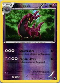 Scolipede 54/114 Black and White Reverse Holo LP Pokemon TCG - Image 1