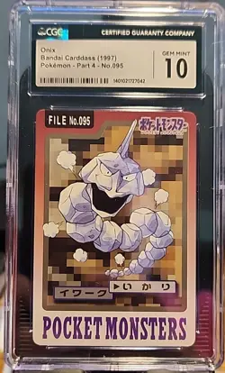 VINTAGE Onix CGC GEM MINT 10 1997 Pokemon Japanese Bandai Carddass No. 095 - Image 1
