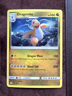 Pokemon Dragonite 96/149 Sun and Moon Cosmos Holo w/ SWIRL - NM+ - Image 1