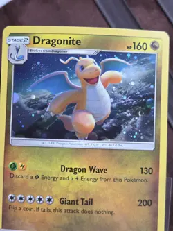 Pokemon Dragonite 96/149 Sun and Moon Cosmos Holo w/ SWIRL - NM+ - Image 3