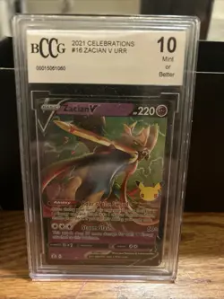 Pokemon TCG Zacian v Celebrations Holo Ultra Rare Card 016/025 BCCG 10 - Image 1