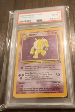 Pokemon Hypno Fossil Holo Rare Card PSA 8 8/62 - Image 1