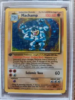 Pokemon Machamp Base Set 1st Edition Holo 8/102 PSA 4 1999 - Image 2