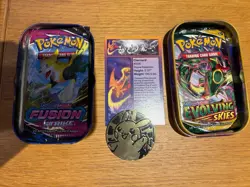 Pokemon TCG: Kanto Power Mini Tin 5-Pack Bundle EVOLVING SKIES & FUSION STRIKE - Image 3