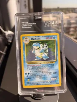 1999 Pokemon TCG Blastoise Base Set Holo Rare Card 2/102 HP TAG 4.5 - Image 1