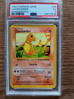 Pokemon Charmander Base Set Shadowless 46/102 PSA 5 1999 Wizards of the Coast - Image 5