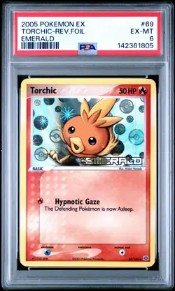 2005 POKEMON EX EMERALD #69 TORCHIC-REVERSE FOIL PSA 6 - Image 1