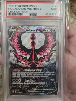 2021 Pokemon en SWSH Chilling Reign #177 Galarian Moltres v FA PSA 9 Mint - Image 1