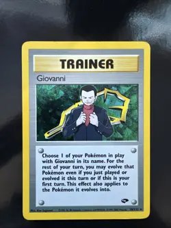 Pokemon TCG Gym Challenge LP Giovanni Trainer Holo 18/132 RARE SWIRL - Image 1