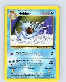 Pokemon TCG Golduck Fossil 35/62 Unlimited Uncommon Card WOTC Played HP - Image 1