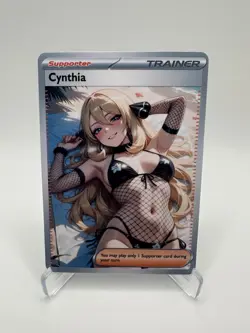 Cynthia - Waifu - Goddess - DIY - Full Art - Glossy - Trainer Card - Image 1