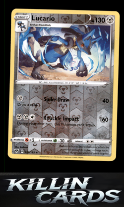 Reverse Holofoil Lucario 120/185 Pokemon Rare SWSH04: Vivid Voltage Card NM - Image 1
