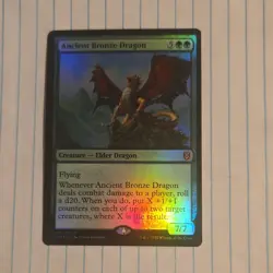 Ancient Bronze Dragon Commander Legends Foil Mythic Creature Green Wizards - Image 1
