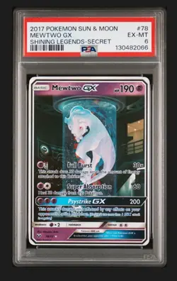 2017 POKEMON SUN & MOON SHINING LEGENDS SECRET #78 MEWTWO GX PSA 6 - Image 1